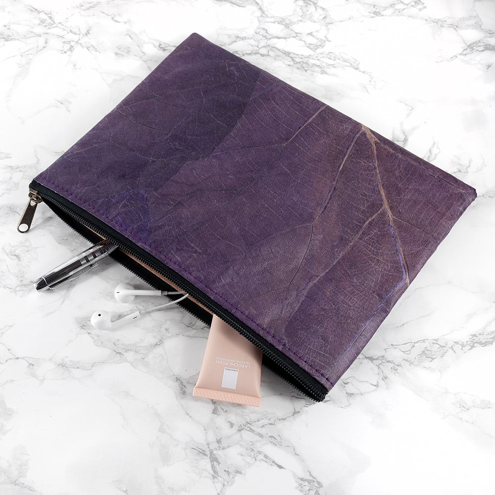 Leaf Leather Clutch Bag - Large