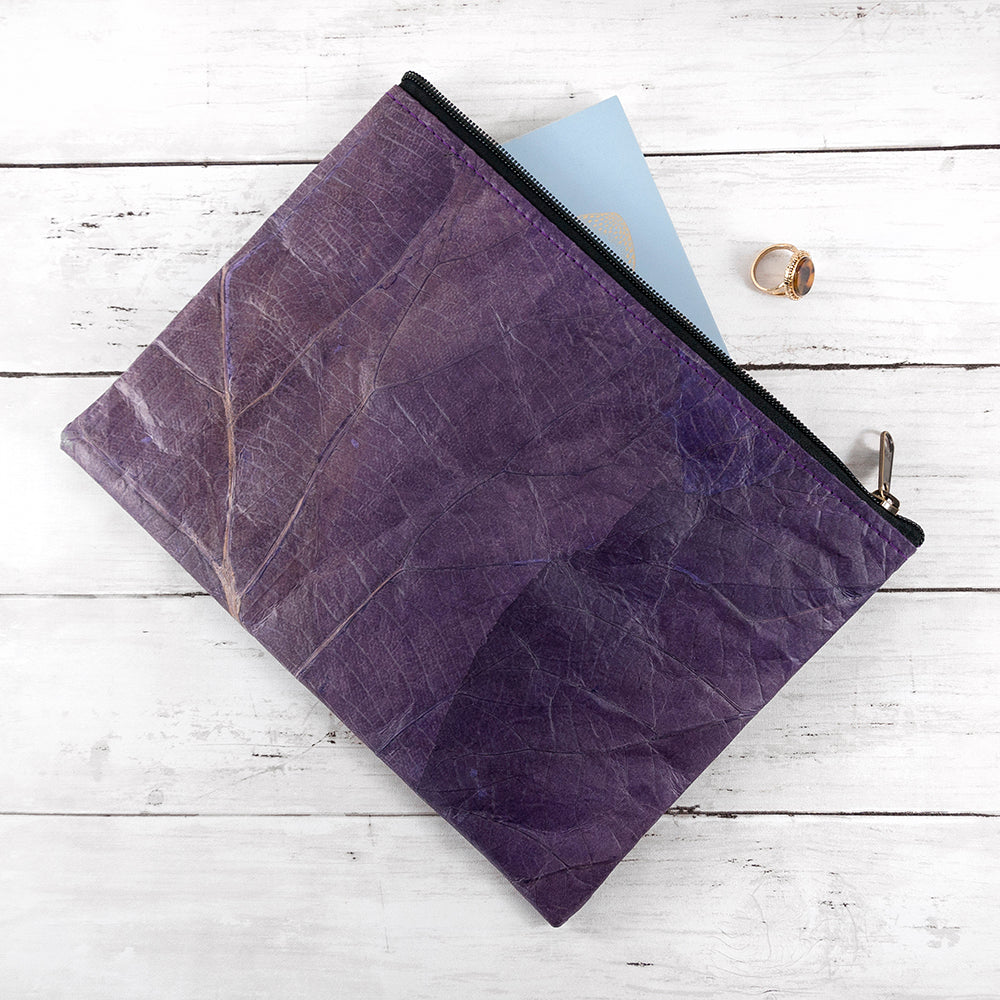 Leaf Leather Clutch Bag - Large