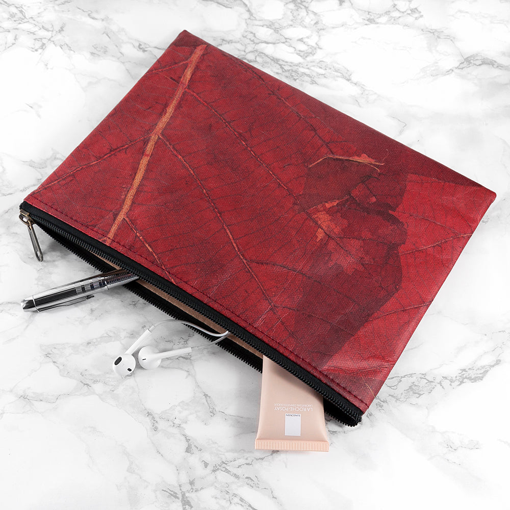 Leaf Leather Clutch Bag - Large