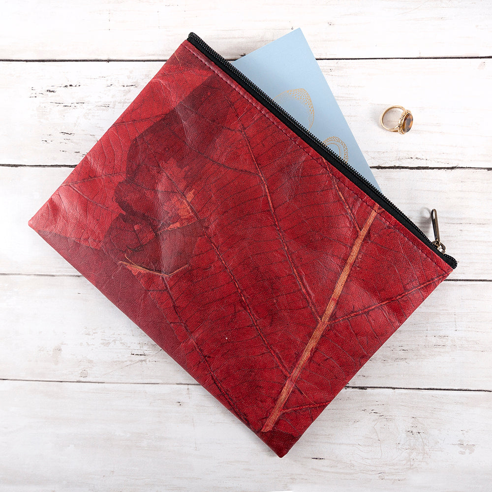 Leaf Leather Clutch Bag - Large