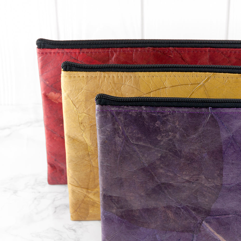 Leaf Leather Clutch Bag - Large