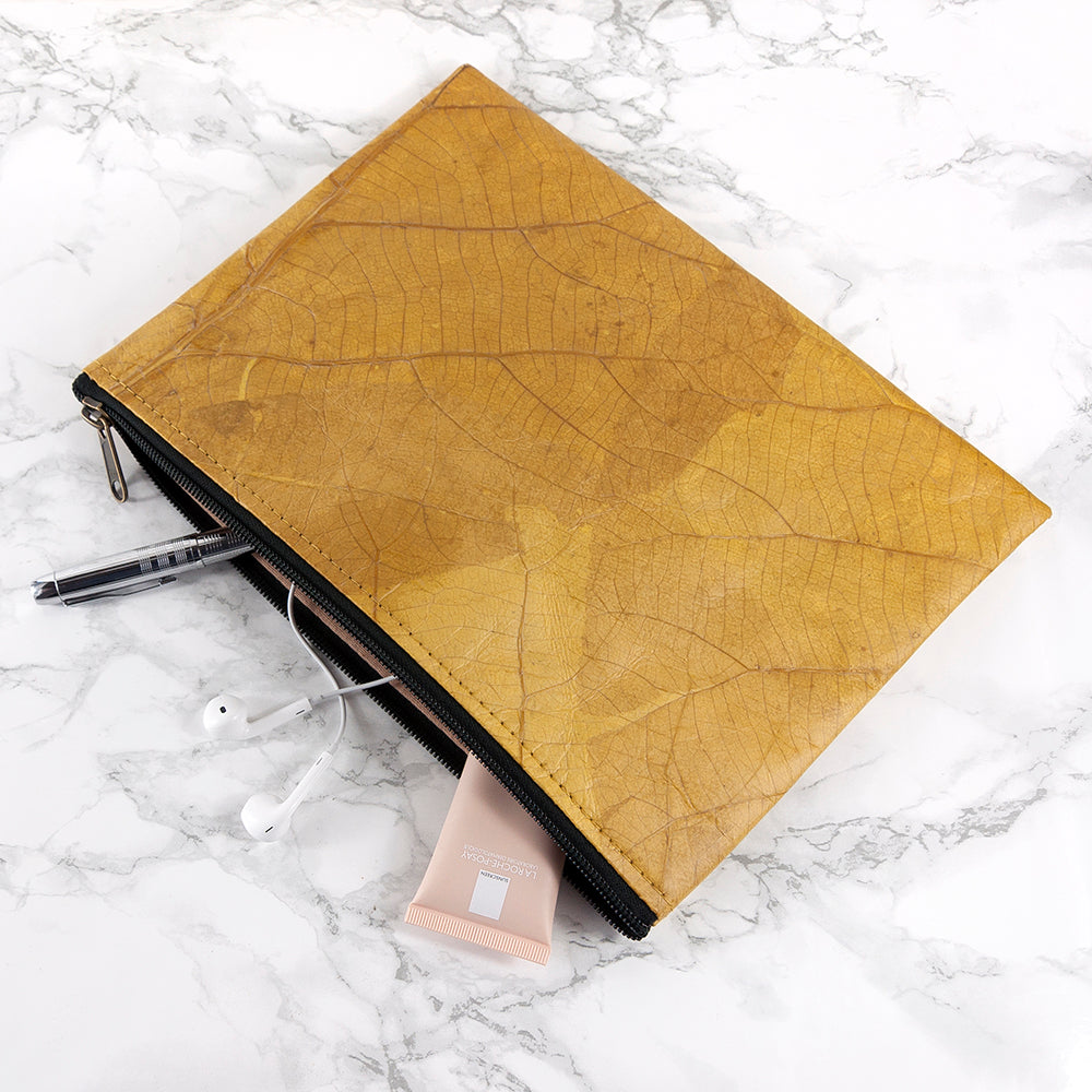 Leaf Leather Clutch Bag - Large