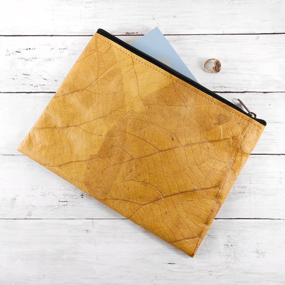 Leaf Leather Clutch Bag - Large