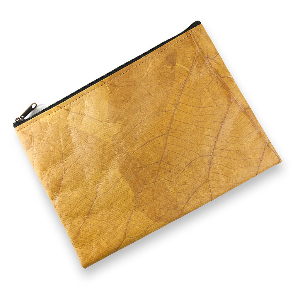 Leaf Leather Clutch Bag - Large