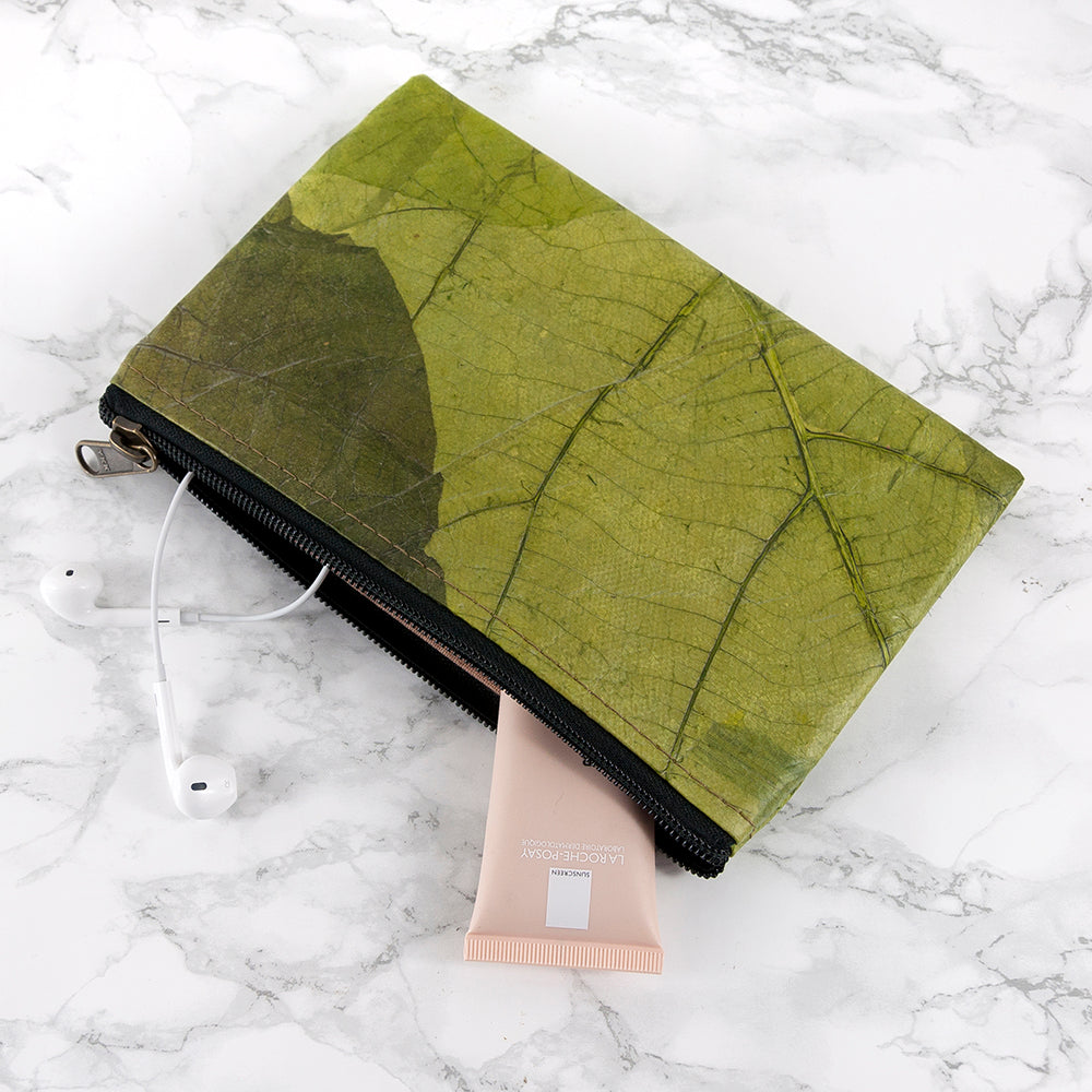 Leaf Leather Clutch Bag - Small