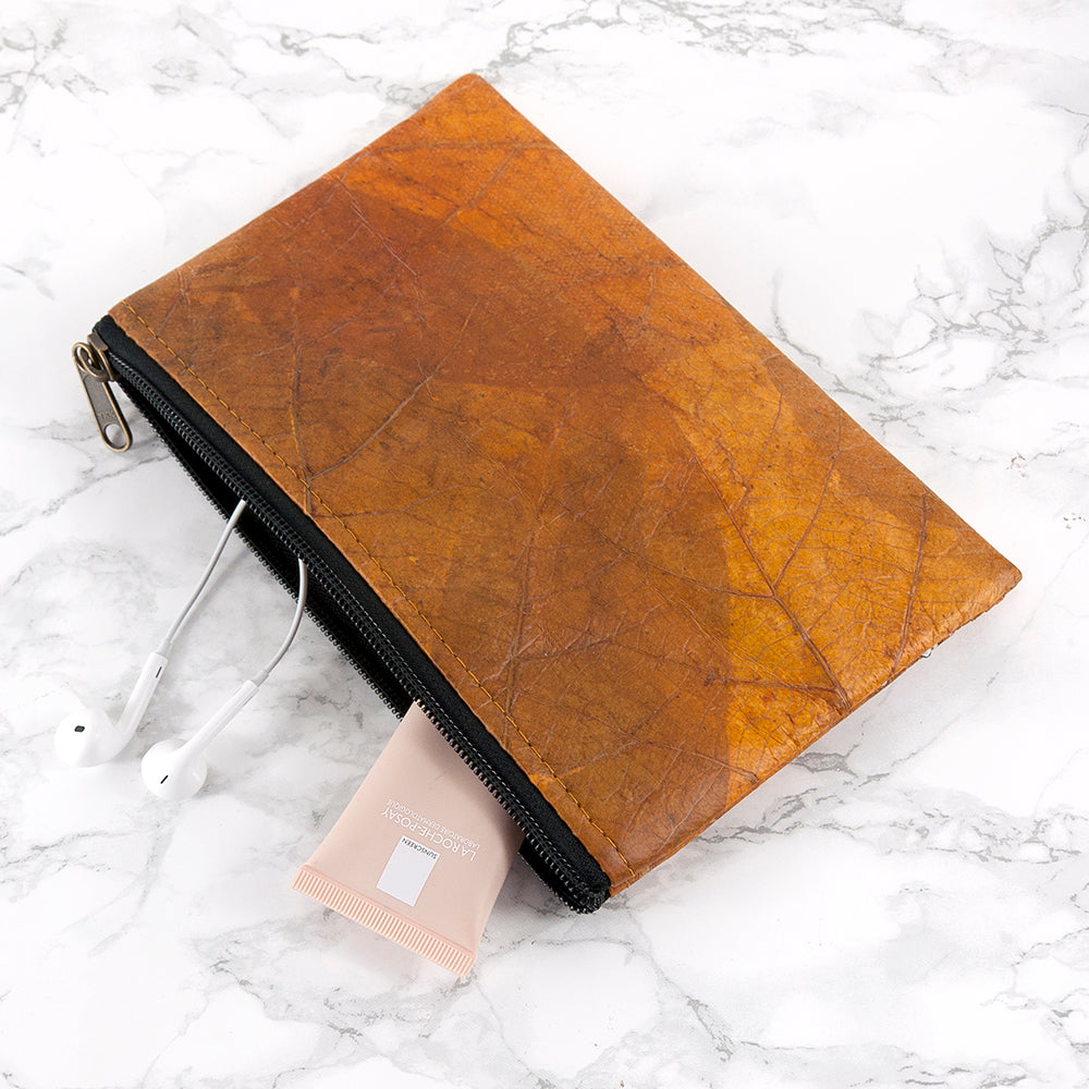 Leaf Leather Clutch Bag - Small