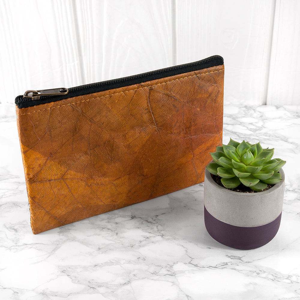 Leaf Leather Clutch Bag - Small