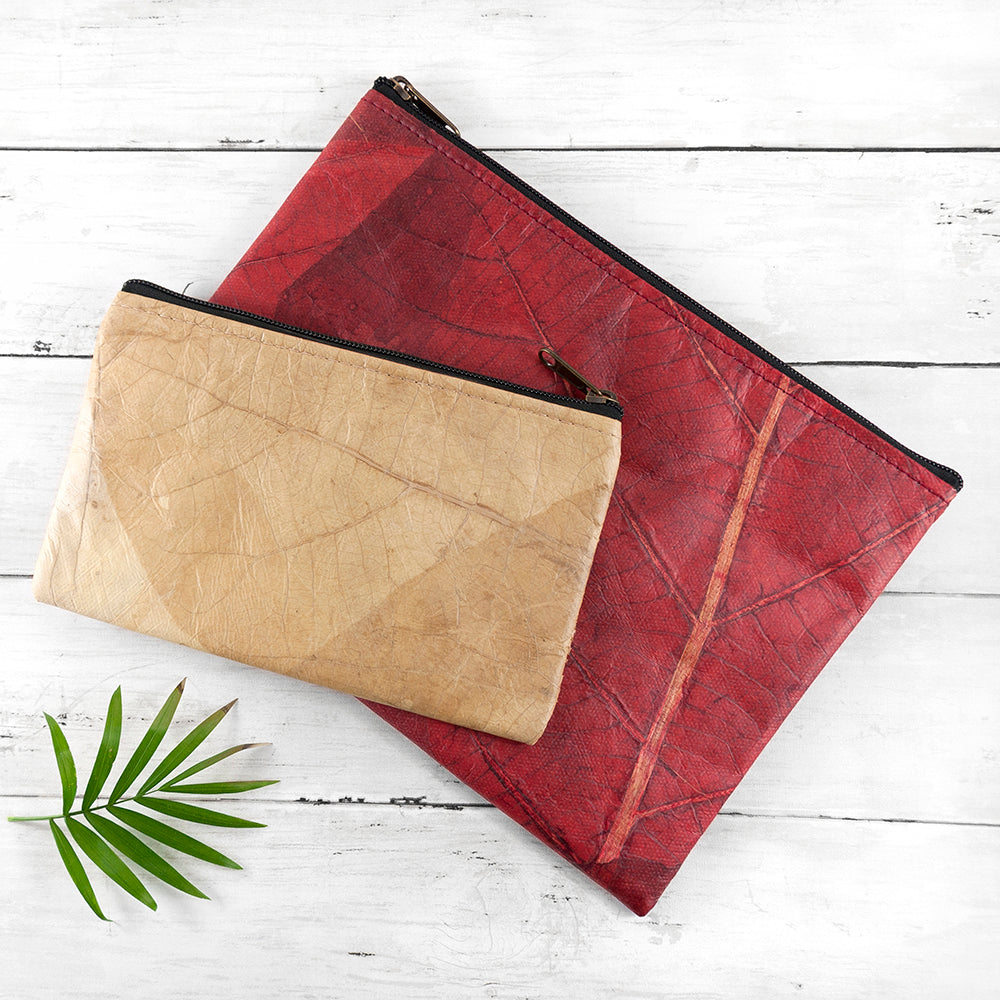 Leaf Leather Clutch Bag - Small
