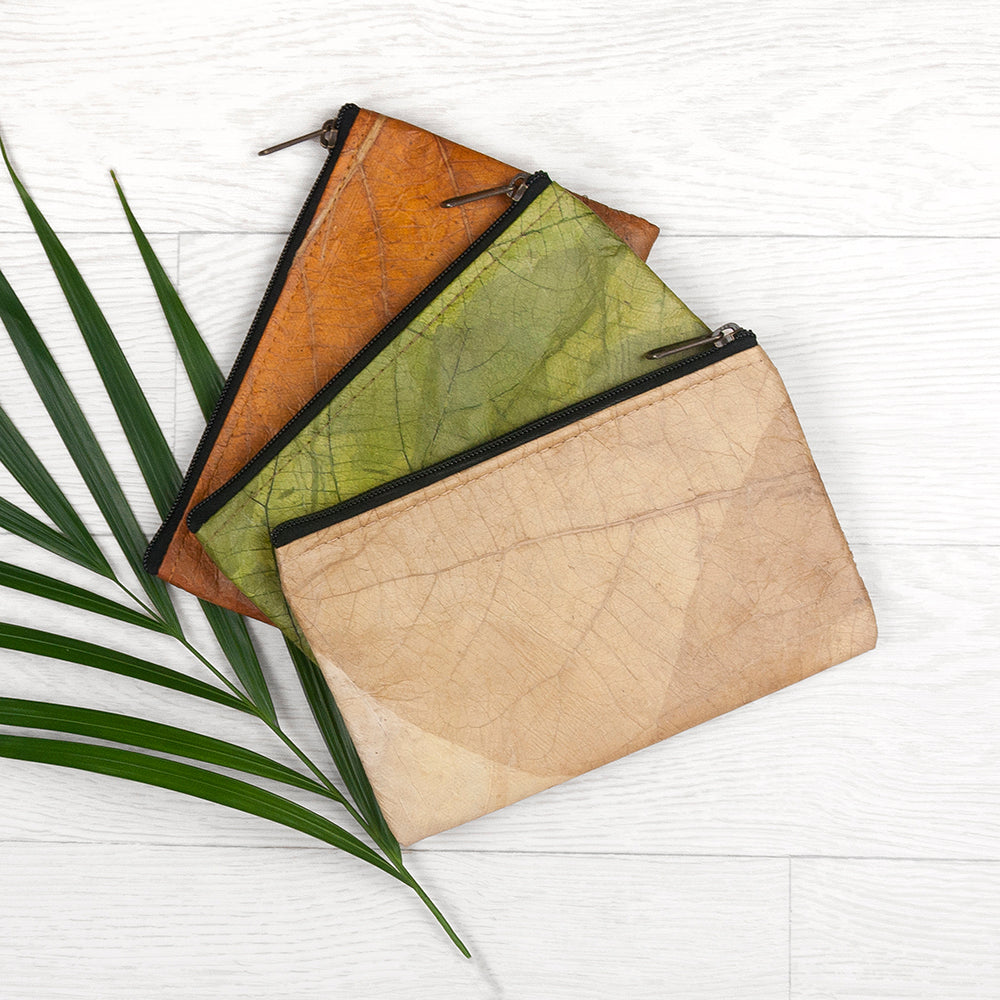Leaf Leather Clutch Bag - Small