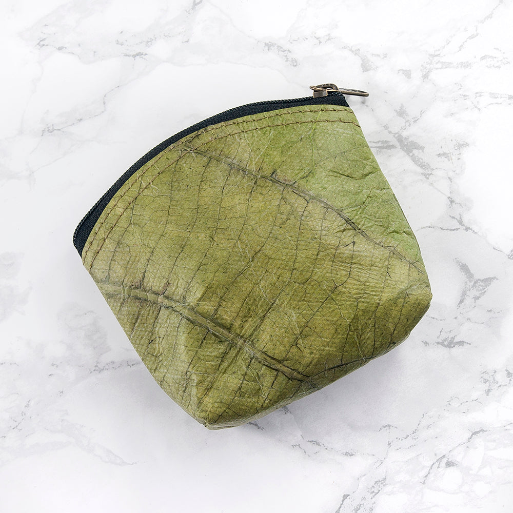 Leaf Leather Curved Edge Coin Bag