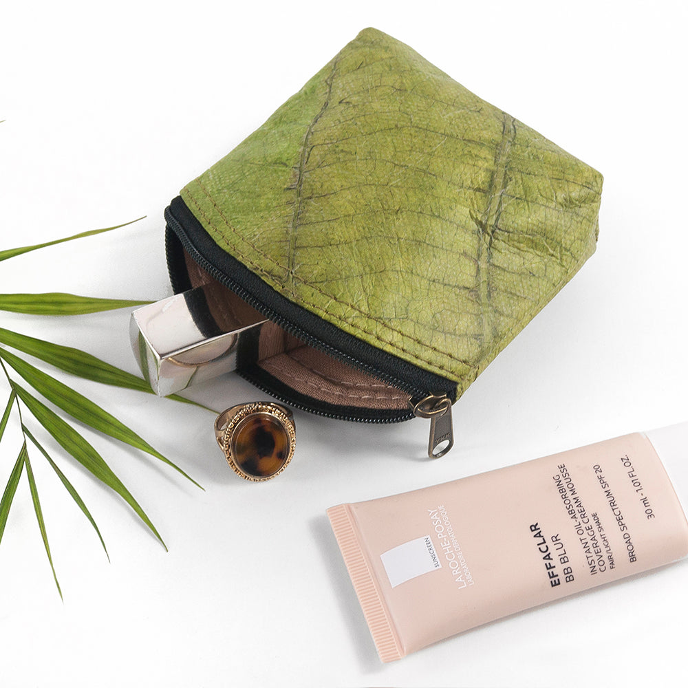Leaf Leather Curved Edge Coin Bag