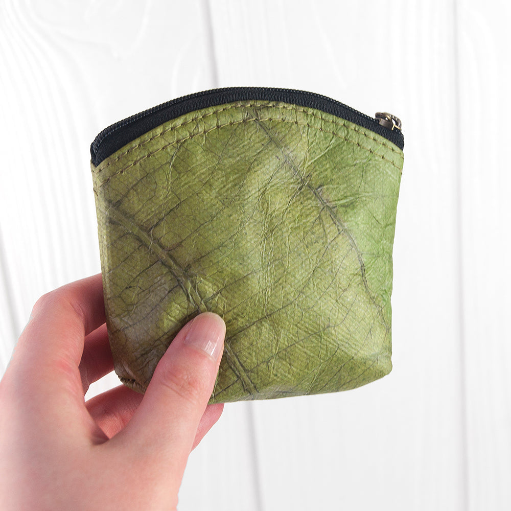 Leaf Leather Curved Edge Coin Bag