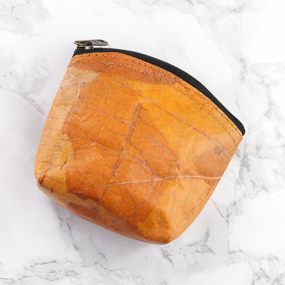 Leaf Leather Curved Edge Coin Bag