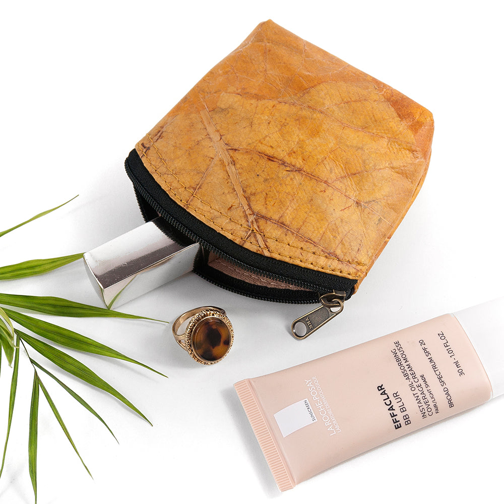 Leaf Leather Curved Edge Coin Bag