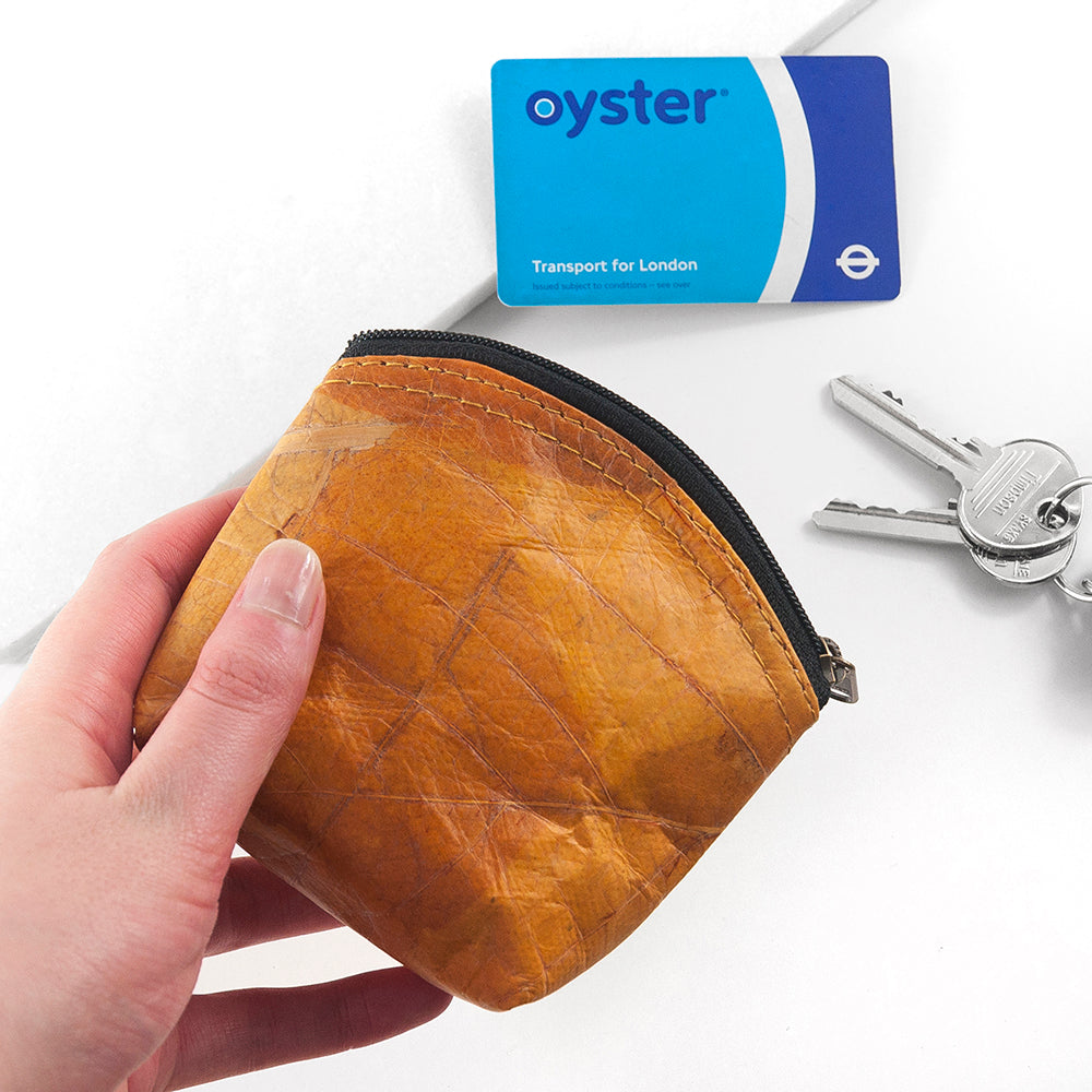 Leaf Leather Curved Edge Coin Bag