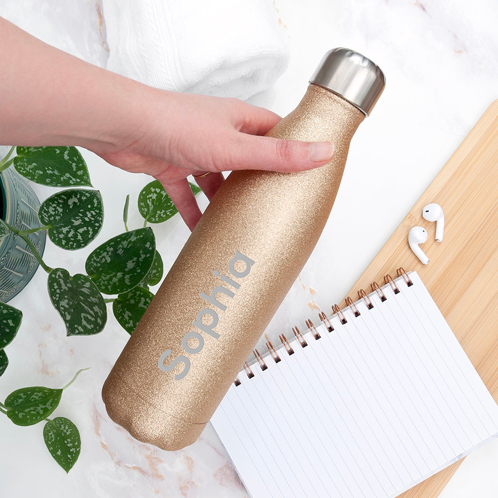 Personalised Glitter Insulated Water Bottle