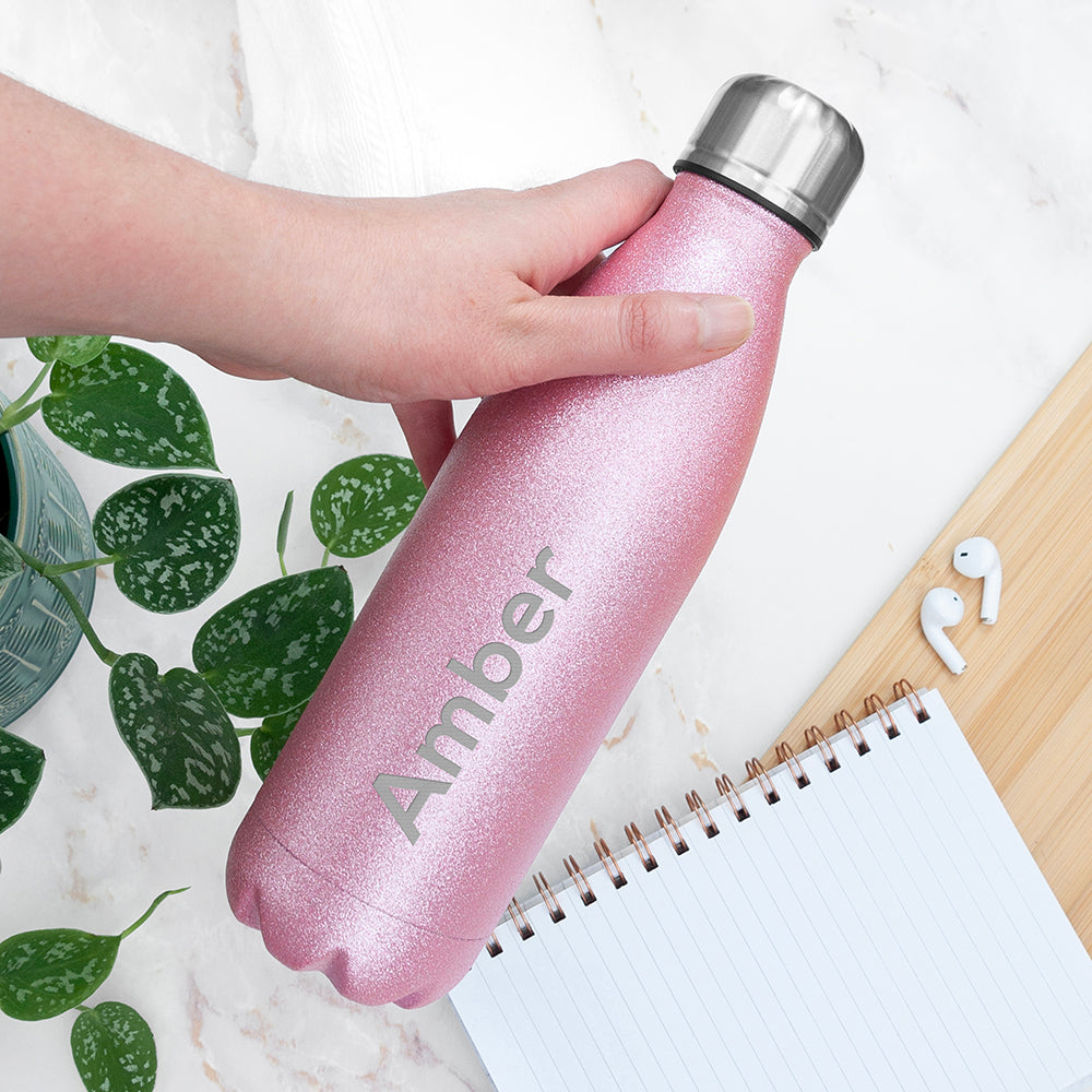 Personalised Glitter Insulated Water Bottle