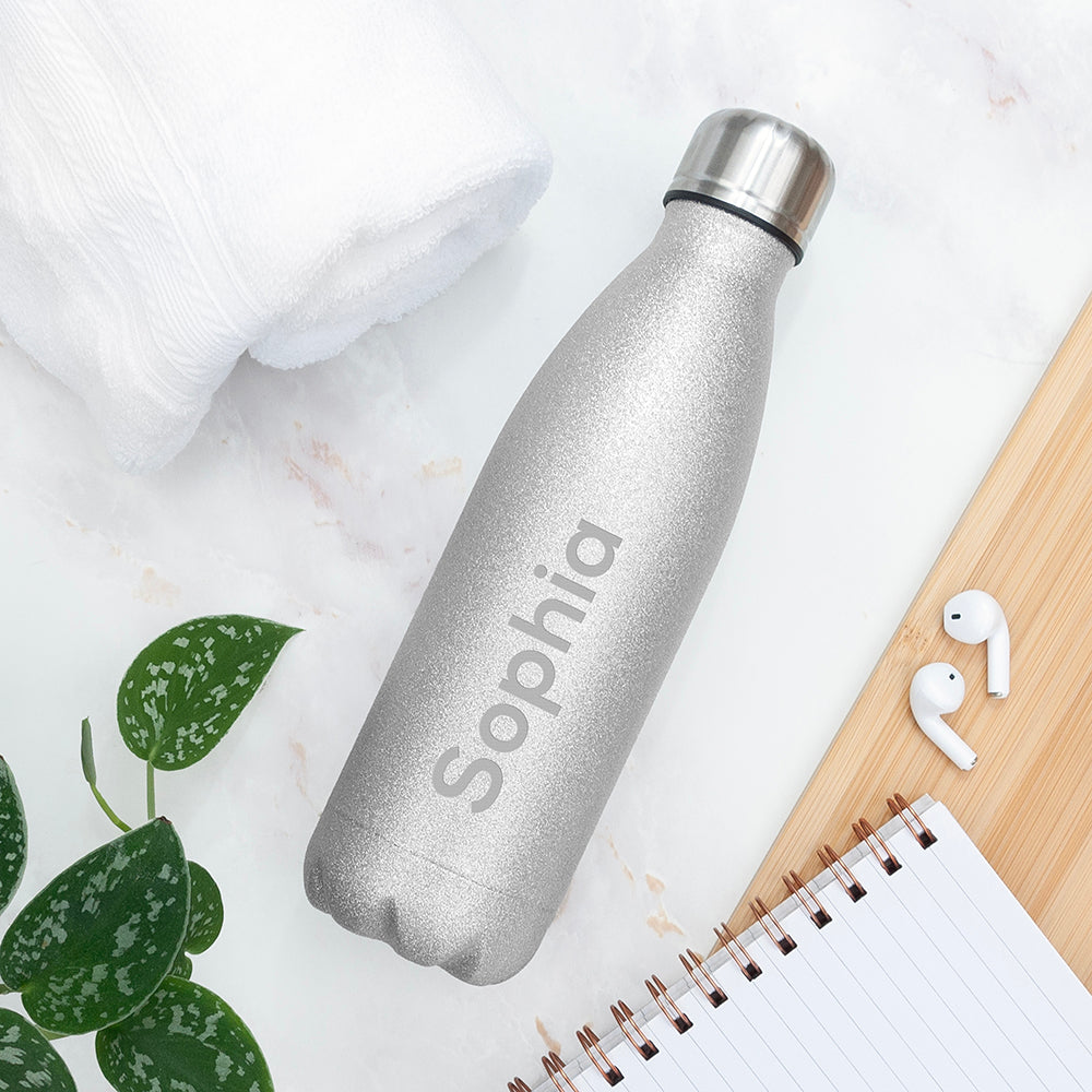Personalised Glitter Insulated Water Bottle