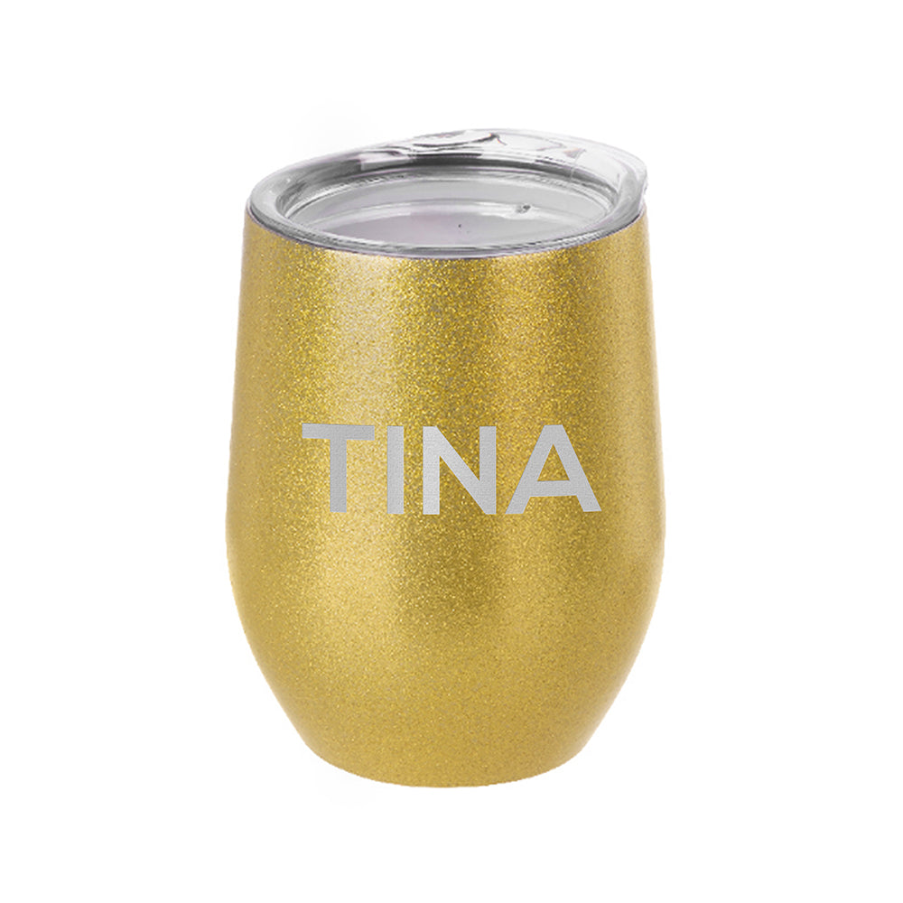 Personalised Insulated Stemless Glitter Wine Tumbler