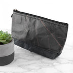 Leaf Leather Small Cosmetic Bag - Black Bottom Edge