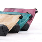 Leaf Leather Small Cosmetic Bag - Black Bottom Edge
