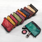 Leaf Leather Small Cosmetic Bag - Black Bottom Edge