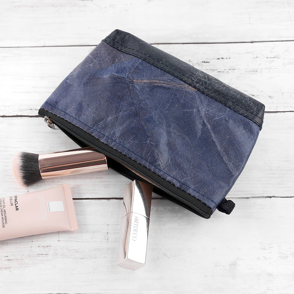Leaf Leather Small Cosmetic Bag - Black Bottom Edge