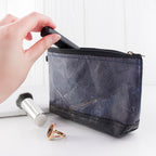 Leaf Leather Small Cosmetic Bag - Black Bottom Edge