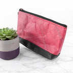 Leaf Leather Small Cosmetic Bag - Black Bottom Edge