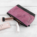 Leaf Leather Small Cosmetic Bag - Black Bottom Edge