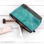 Leaf Leather Small Cosmetic Bag - Black Bottom Edge