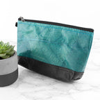 Leaf Leather Small Cosmetic Bag - Black Bottom Edge
