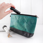 Leaf Leather Small Cosmetic Bag - Black Bottom Edge