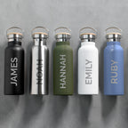 Personalised Insulated Bottle 17oz Bamboo Lid - Side Personalisation