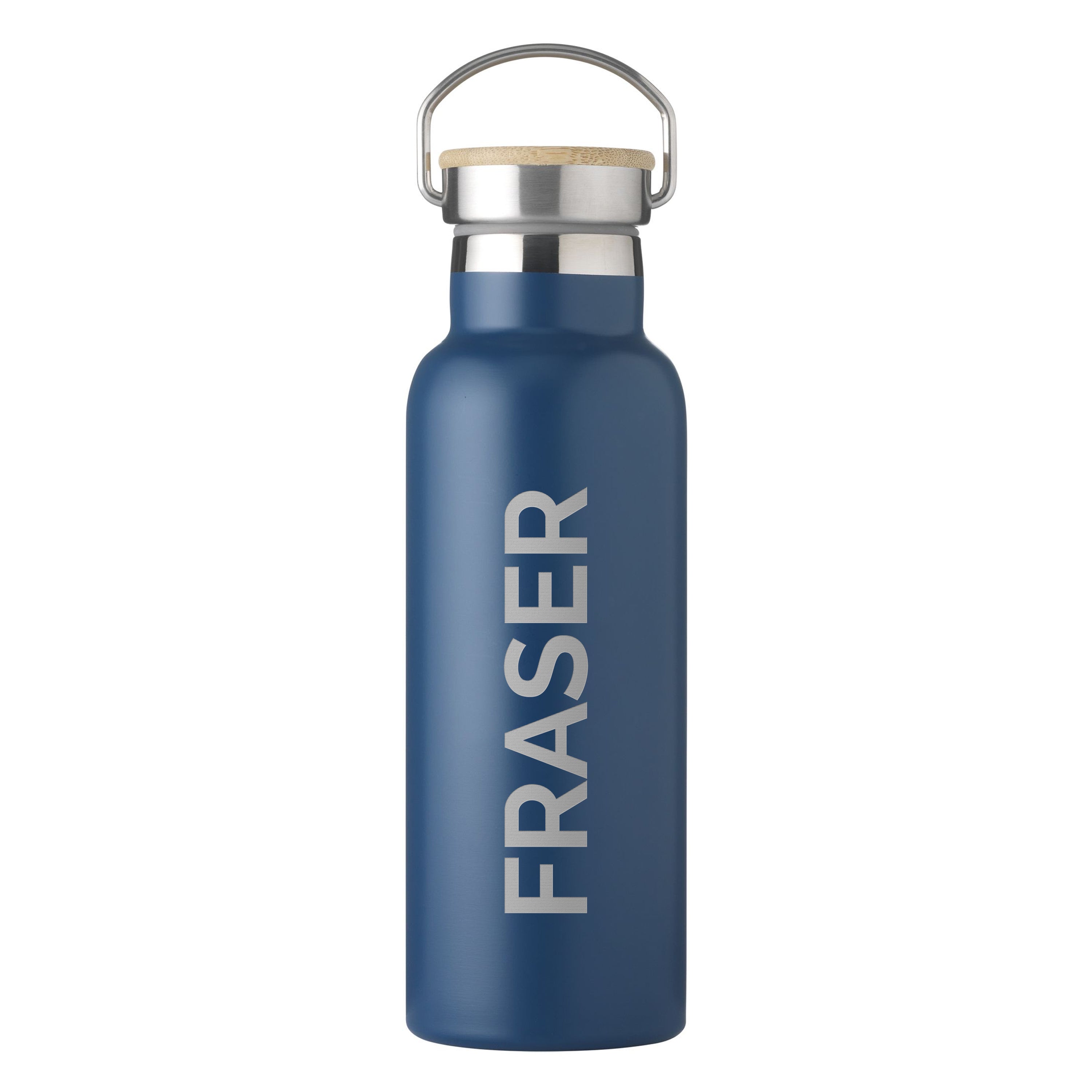 Personalised Insulated Bottle 17oz Bamboo Lid - Side Personalisation
