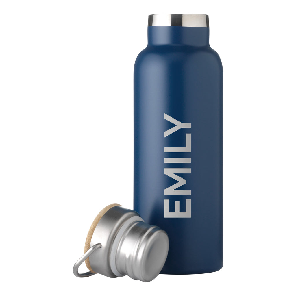 Personalised Insulated Bottle 17oz Bamboo Lid - Side Personalisation