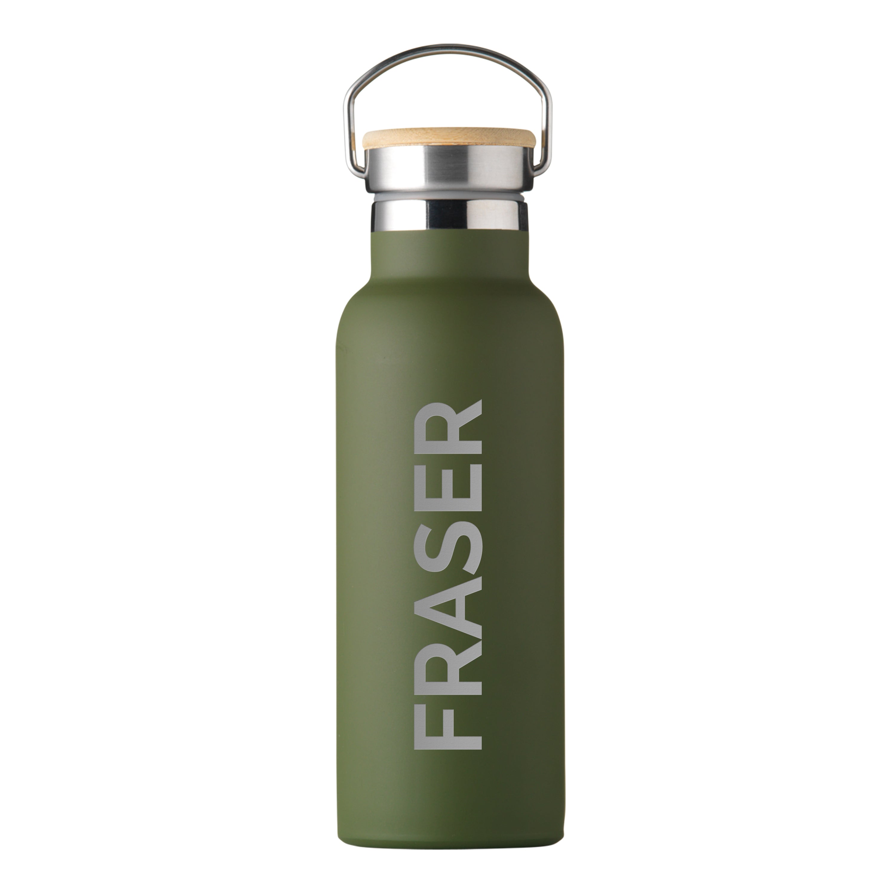 Personalised Insulated Bottle 17oz Bamboo Lid - Side Personalisation