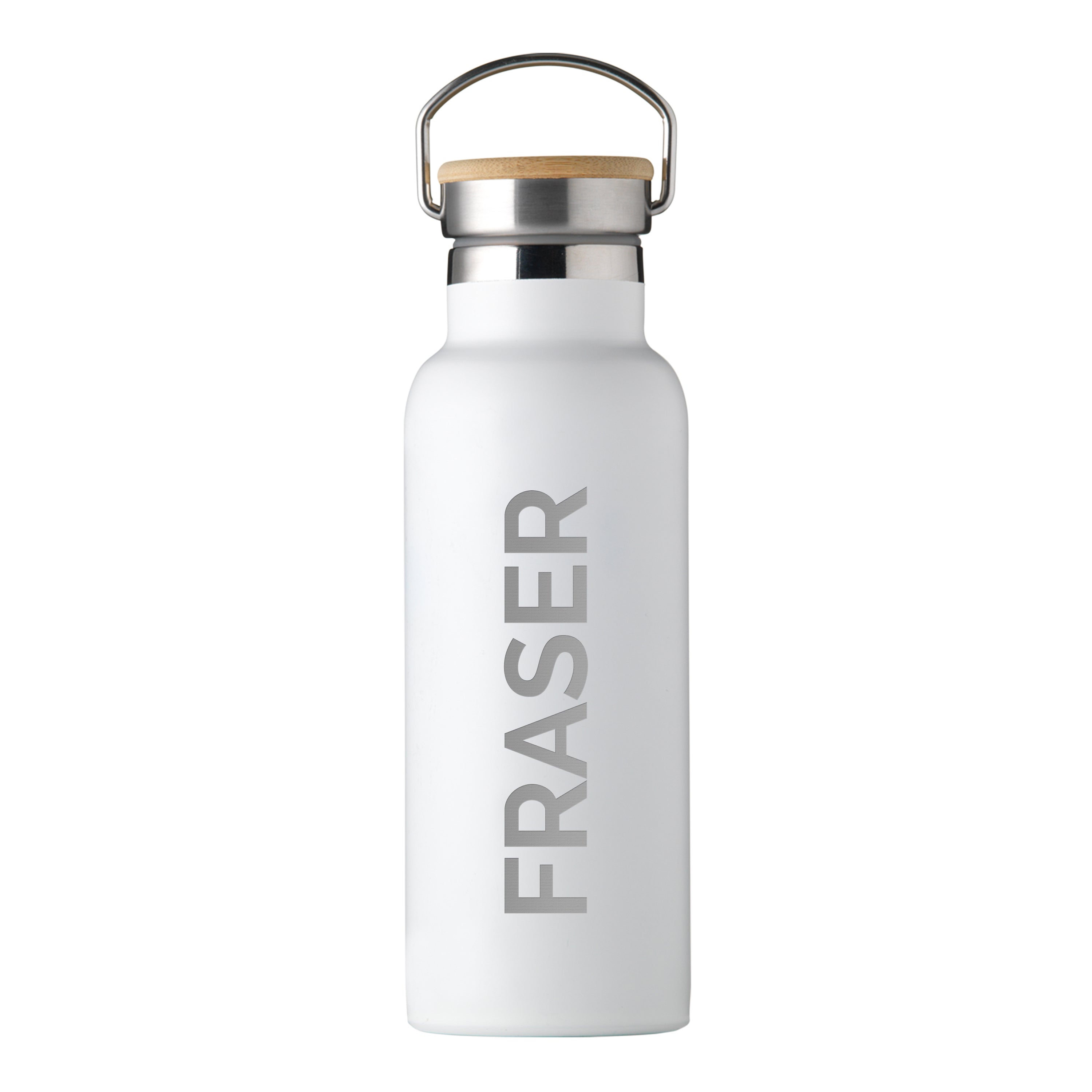 Personalised Insulated Bottle 17oz Bamboo Lid - Side Personalisation