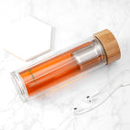 Jungley Glass Tea Tumbler with Bamboo Lid