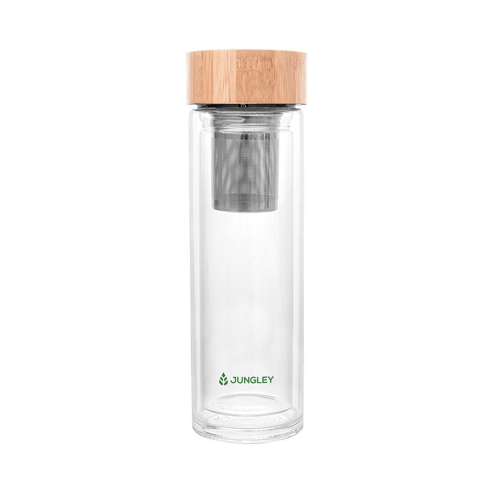 Jungley Glass Tea Tumbler with Bamboo Lid