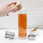Jungley Glass Tea Tumbler with Bamboo Lid