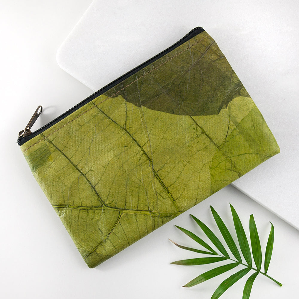 Leaf Leather Clutch Bag - Small