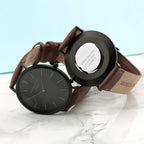 Men's Modern-Vintage Personalised Watch With Black Face in Brown