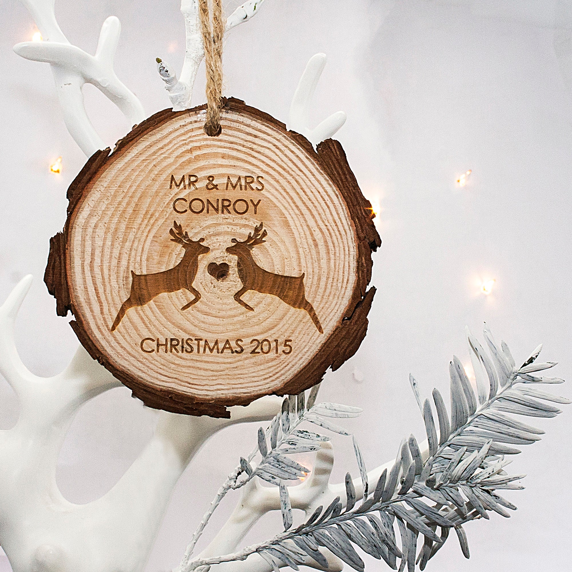 Mr & Mrs Reindeer Hanging Decoration
