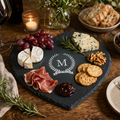 Monogrammed Wreath Heart Slate Cheese Board