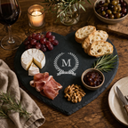 Monogrammed Wreath Heart Slate Cheese Board
