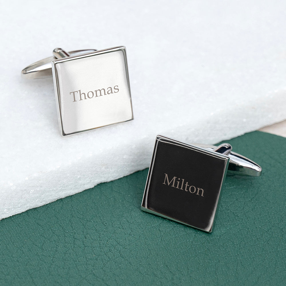 Personalised Silver Plated Square Cufflinks