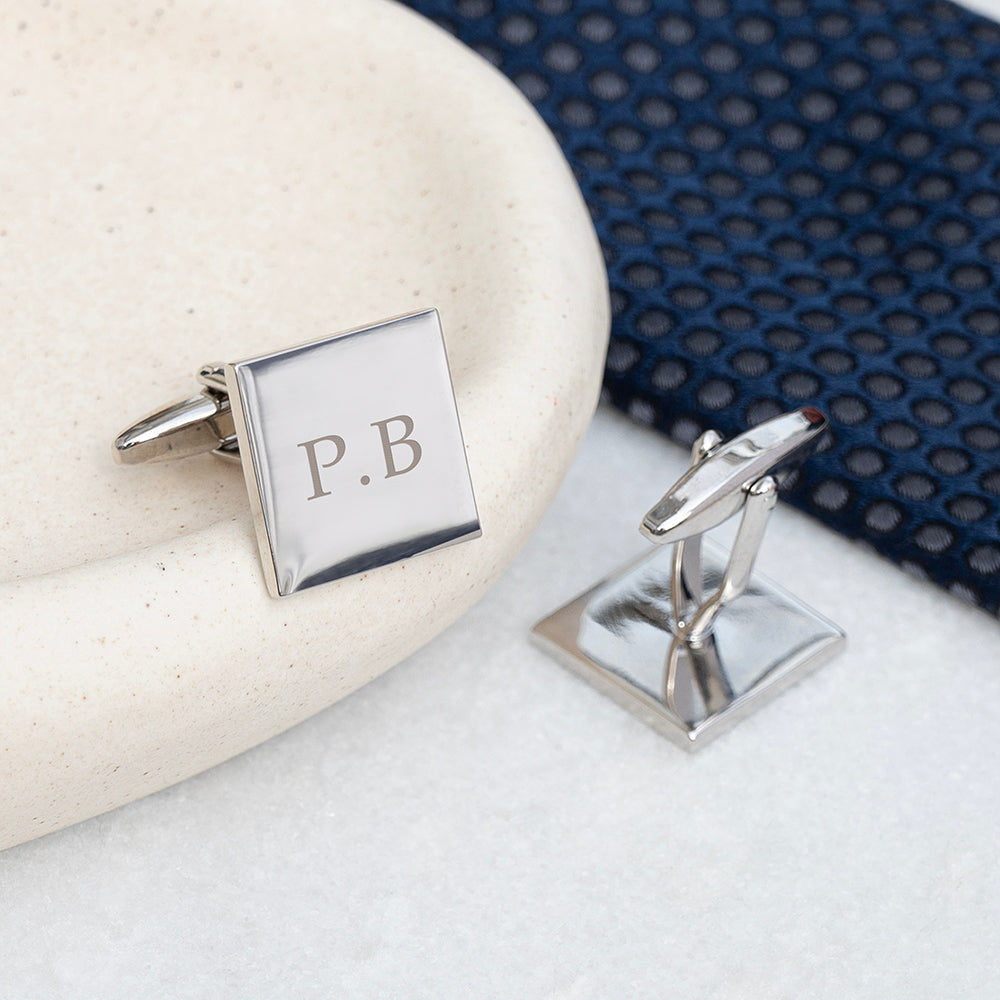 Personalised Silver Plated Square Cufflinks