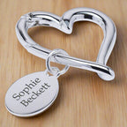 Personalised Silver Heart Carabiner Keyring