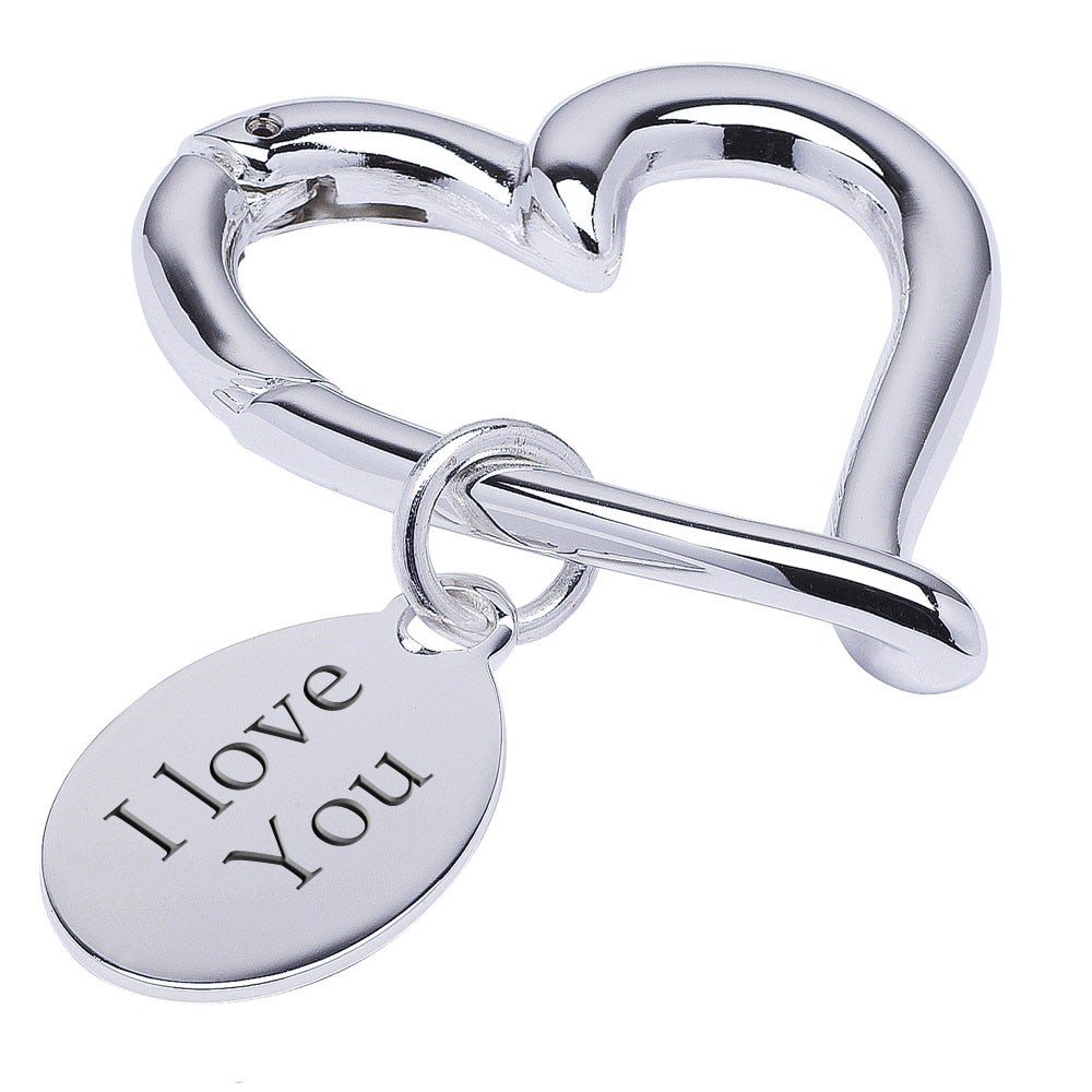 Personalised Silver Heart Carabiner Keyring